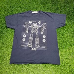 Power-Rangers Megazord Robot Shirt M/L 22x27 Navy Dinozords